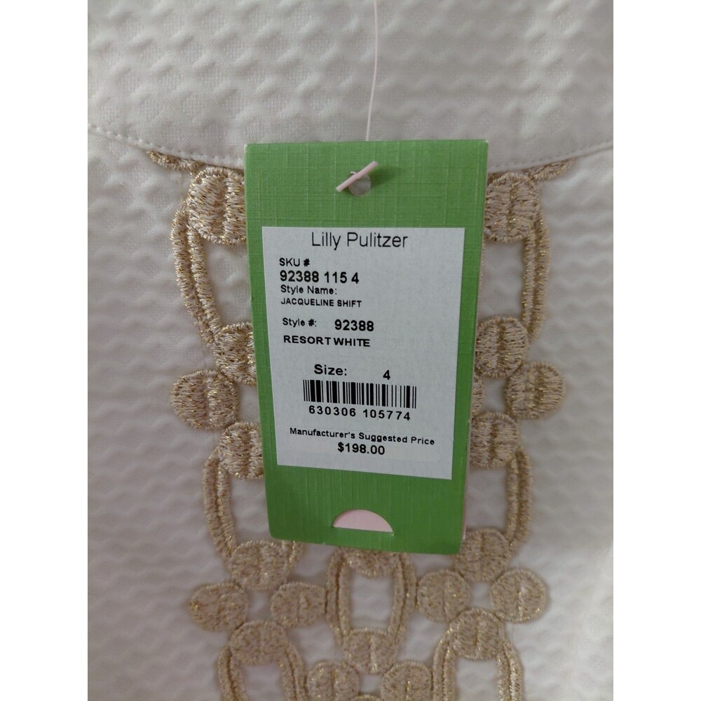 Lily Pulitzer Jacqueline Shift Dress Women’s White Gold Metallic Detail NWT - Picture 5 of 16